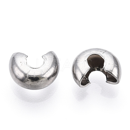 Non-Tarnish 304 Stainless Steel Crimp Beads Covers STAS-S117-011D-1