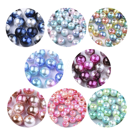 Rainbow ABS Plastic Imitation Pearl Beads X-OACR-Q174-6mm-M-1