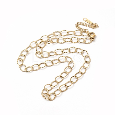 Ion Plating(IP) 304 Stainless Steel Rolo Chain Necklace for Women NJEW-E081-08G-1