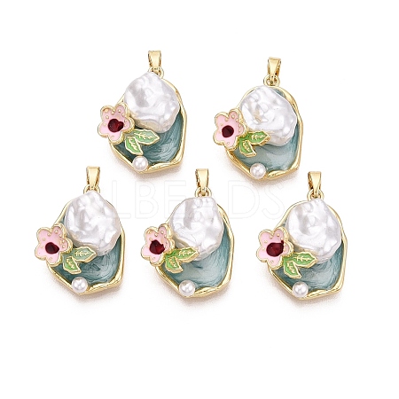 Brass Enamel Pendants KK-SZC0009-09G-04-1