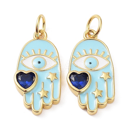 Rack Plating Brass Enamel with Glass Pendants X-KK-B076-11G-1