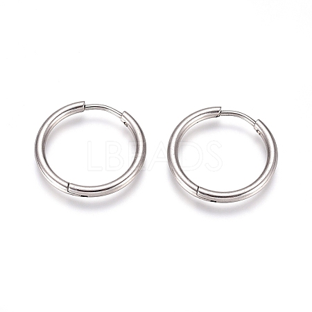 Tarnish Resistant 304 Stainless Steel Huggie Hoop Earrings EJEW-G272-02-16mm-P-1