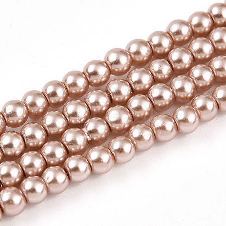 Baking Paint Pearlized Glass Pearl Round Bead Strands X-HY-Q003-4mm-11-1