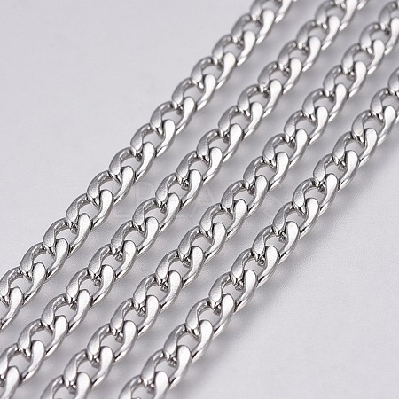 Tarnish Resistant 304 Stainless Steel Curb Chains CHS-G005-B-03P-1