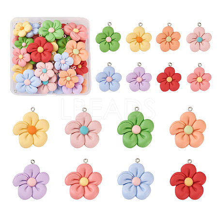 32Pcs 8 Colors 2 Sizes Resin Pendants RESI-TA0001-38-1