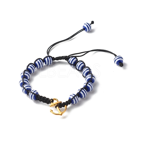 Strip Round Resin Braided Bead Bracelet for Teen Girl Women BJEW-JB06783-1