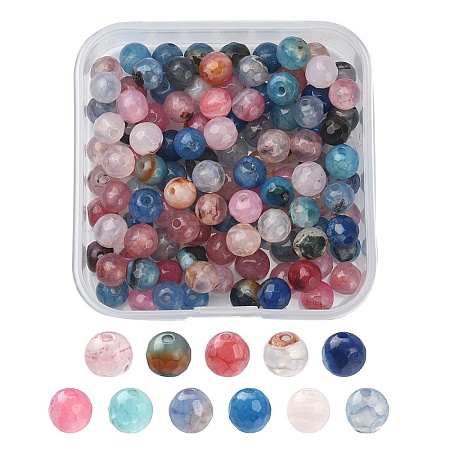 130Pcs Dyed Natural Multi-Color Agate Beads Strands G-YW0001-31-1