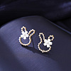 Alloy Imitation Pearl Plastic Rabbit & Flower Stud Earrings for Women WGC2AFB-01-2
