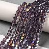 Transparent Electroplate Glass Beads Strands EGLA-A039-T4mm-B04-4