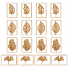 16Pcs 4 Styles Brass Rectangle with Leaf Bookmarks AJEW-DR0001-70-1
