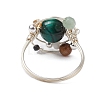 Planet Natural Green Aventurine Finger Rings RJEW-TA00165-02-4