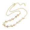 Brass Pave Cubic Zirconia Flower Link Chain Necklaces KK-CBA4547-18G-04-5