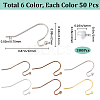 SOFPLATE 300Pcs 6 Colors Brass Earring Hooks KK-SP0001-37-2