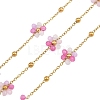 Glass & 304 Stainless Steel Cable Chain Beaded Chains SA-CBAD321-03D-1