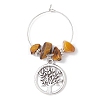 12Pcs Flat Round with Tree of Life Alloy Pendants Wine Glass Charms Sets AJEW-JO00218-4