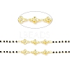 Handmade Eco-friendly Brass Flower Link Chains with Clear Cubic Zirconia CHC-E023-10G-4