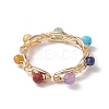 Round Natural Mixed Gemstone Bead Finger Ring RJEW-JR00723-5