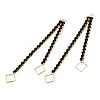 Brass Pave Jet Rhinestone Chain with Rhombus Big Pendants KK-N216-422-02LG-3