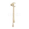 Brass Micro Pave Clear Cubic Zirconia Dangle Stud Earrings EJEW-K083-16G-4