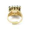 Synthetic Moonstone & Natural Black Agate Gemstone Rectangle Adjustable Ring RJEW-B030-01A-04-4