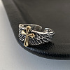 Wing with Cross Alloy Open Cuff Ring PW-WG44085-01-1