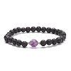 Natural Gemstone & Lava Rock Beaded Stretch Bracelet for Women BJEW-JB08462-4