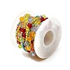 Brass Hexagonal Column Glass Seaded Beaded & Resin Round Beaded Link Chains CHC-G026-01C-3