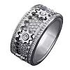 Gear Brass Micro Pave Clear Cubic Zirconia Rotatable Finger Rings FS-WGBD3BF-05-1