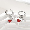 Heart Brass ABS Imitation Pearl Hoop Earrings EJEW-M077-18P-1