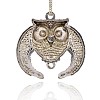 Antique Silver Plated Alloy Rhinestone Bird Pendants ALRI-J111-02AS-2