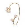 Natural Rose Quartz & Pearl Braided Flower Cuff Earrings EJEW-JE04957-02-1