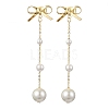 Brass Bowknot Dangle Stud Earrings EJEW-TA00394-1