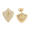 Brass Micro Pave Cubic Zirconia Stud Earrings for Women EJEW-E310-12G-02-2