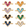 8Pcs 8 Colors Brass Pave Cubic Zirconia Coonector Charms KK-BC0015-60-1