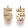 Brass Micro Pave Clear Cubic Zirconia Charms ZIRC-L075-60A-05G-1