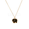 304 Stainless Steel & Dyed Natural Shell Black White Double Sided Elephant Pendant Cable Chain Necklaces for Women WGC210C-01-4