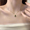 304 Stainless Steel with Black Acrylic Roman Numerals Flat Round Pendant Necklaces FS-WG7B842-02-2