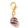 Round Gemstone Spiral Bead Cage Pendant Decorations HJEW-JM00656-3