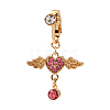 Heart with Wing Rhinestone Charm Belly Ring AJEW-F057-17G-1