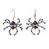 Natural Lava Rock & Lapis Lazuli Braided Spider Dangle Earrings EJEW-TA00102-01-2