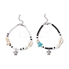 2Pcs 2 Styles Summer Beach Synthetic Turquoise Starfish & Natural Cowrie Shell & Glass Seed Round Beaded Alloy Turtle Charm Anklets AJEW-TA00038-2