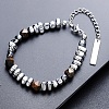Natural Tiger Eye & Stainless Steel Nugget Beaded Bracelets WG37350-01-1