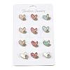 12Pcs 3 Colors Double Heart Alloy Rhinestone Brooches for Backpack Clothes JEWB-A033-01G-1