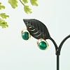 Synthetic Malachite Round Beads Stud Earrings for Girl Women EJEW-JE04666-03-3