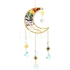 Copper Wire Wrapped Gemstone Chips & Metal Moon with Tree of Life Pendant Decorations PW23111624948-1