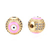 Brass Micro Pave Cubic Zirconia Beads KK-N227-88E-1