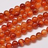 Round Natural Red Agate Bead Strands G-M257-12mm-26-1