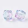 Two Tone Transparent Spray Painted Acrylic Beads ACRP-T005-10mm-26-2