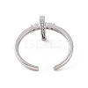 Clear Cubic Zirconia Cross Open Cuff Ring RJEW-G283-05P-3