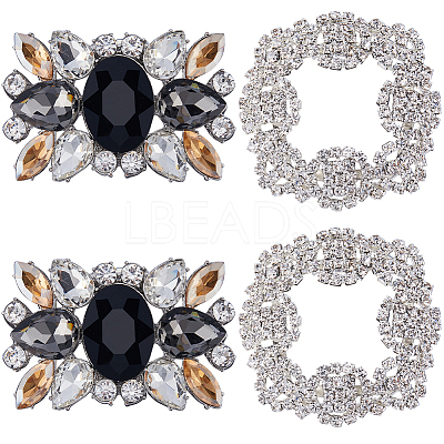 4Pcs 2 Style Alloy Rhinestone Shoe Buckle Clips AJEW-GF0008-65-1